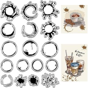 Craspire Coffee Stain Clear Rubber Stamp Ink Tea Tea and Splatter Vintage Silicone Seals Seals Stamp Retro for Journaling Card Card