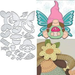 Spring Butterfly Gnome Metal Die Cuts Cutting Dies, Spring Butterfly Gnome Decor Paper Cards Cutting Dies Cut Stencils for DIY Embossing Card Making Book Tags Decorative Paper Dies Scrapbooking