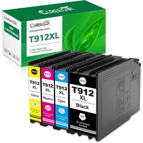 Remanufactured T912XL Ink Cartridge 912XL T912 XL Compatible with Workforce Pro WF-C8190 WF-C8690 WF C8190 WF C8690 WFC8190 WFC8690 Printer (4 Pack)