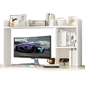 AQQHSAIN DESK Storage Hutch Wooden Desktop Skonflfles Multipurpose Desktop Switchelform Scoring Organizer Conforge Storage Hutch for Computer Desk Book Storage for Dorm Office Home (White)