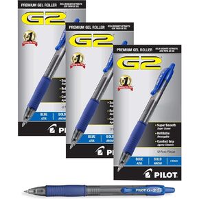 Pilot G2 Retractable Premium Gel Ink Roller Ball Pens Bold Pt (1.) Dozen Box Blue (Blue, 36-Pack)