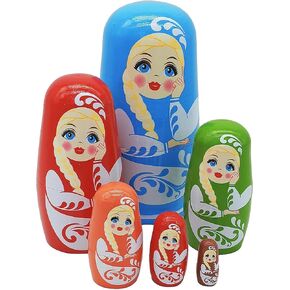 Konrisa NESTING DOLLS 5 قطعة مجموعة لطيف ملاك قزم Matryoshka دمى مصنوعة يدوي
