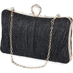 Tanpell Elegant Pleated Glitter Evening Bags Clutch for Women Formal Bridal Wedding Purse Prom Cocktail Party Handbags
