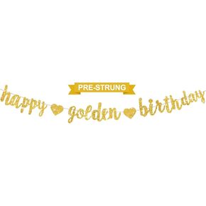 لافتة عيد ميلاد ذهبية سعيدة ، لا DIY ، Glitter Gold Birthdy Party Supplies ، زخارف ، إكليل عيد ميلاد سعيد ، خلفية لافتة عيد ميلاد ذهبية للنساء الرجال