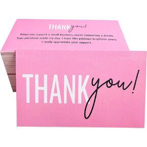 RXBC2011 Thank You for your support Cards Handwritten Lettering Design Thank you small business Card 2x3.5 Inch Pack of 100