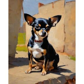 طلاء Qaceyid بأرقام للبالغين ، Chihuahua Dog ، الطلاء بأرقام أرقام على القماش ، اللوحات الزيتية DIY للبالغين ، 40x50 سم ، بدون إطار
