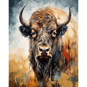 البالغين Qaceyid الطلاء من قبل مجموعات الأرقام ، American Bison Buffalo Animal ، الطلاء بأرقام أرقام على القماش ، اللوحات الزيتية DIY لفنون الحرف والمبتدئين ، 40x50 سم لا إطار
