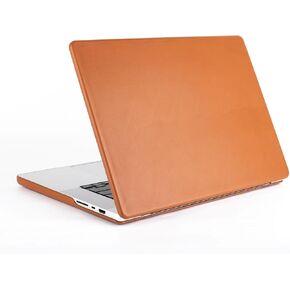 الغطاء الخلفي لجلد الجلد النباتي المصغر لـ MacBook Pro 16.2 بوصة M4 Pro A3403/ M4 Max A3186 ، بحالة الجلد الواقية النحيفة من قطعتين من قطعتين M3 A2991 A2780 A2485 (بني)