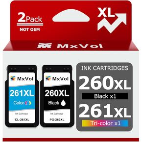 PG-260XL CL-261XL Replacement for Canon 260 and 261 Ink Cartridges 260XL 261XL PG260 CL261 for Pixma TR7000 TR7020a TS6420a TS6420 TS6400 TR7020 TS5300 TS5320 Printer Ink Cartridge (1 Black,1 Color)