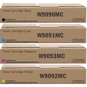 W9090MC High Capacity Toner Cartridge Compatible HP W9090MC W9091MC W9092MC W9093MC Toner Use for Color Managed E45028 45028DN,MFP E47528 E47528f Printers (with Display Capacity Chip)