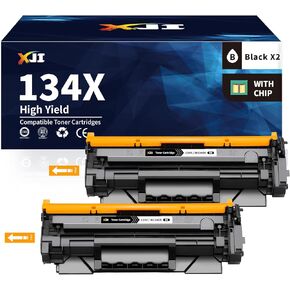 XJI 134x (مع رقاقة) 2 حزمة عالي العائد خراطيش الحبر متوافقة مع استبدال HP 134 X A W1340X 134A W1340A ، من أجل طائرة ليزر M209DW MFP M234DW M234SDN M234SDW Ink الأسود الأسود