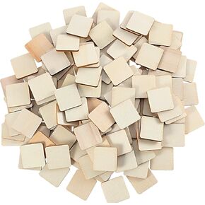 قطع الخشب غير المكتملة المربعات الخشبية الفارغة جولة زاوية تقاطعات خشبية لإمدادات DIY ، الحرف ، الديكور ، نحت النقش بالليزر (1 × 1 بوصة ، 200 قطعة)