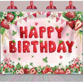 Binqoo Strawberry Bradith Backdrop 7x5ft Strawberry Shortcake Party Bracket