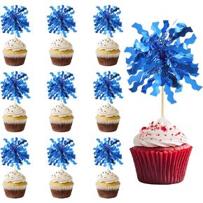 PATIKIL الألعاب النارية كب كيك أعلى القبعات ، 50 PCS البريق شرابة كب كيك يختار التخرج حفل زفاف رقائق زفاف ديكور كوكتيل فاكهة المسواك عيد الميلاد ، أحمر ، أحمر