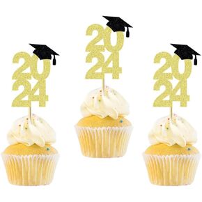 24 PCS 2024 Capcake Cupcake Toppers toppers party cake decoration insert mgpferd