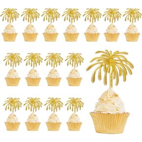 16pcs الذهب أكريليك احباط الألعاب النارية كب كيك أعلى ، Takemay كعكة عيد ميلاد سعيد لحفل حفل زفاف عيد ميلاد الحفل