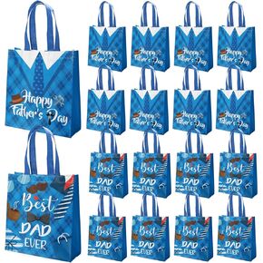 SYUCVQI 20 Pcs Happy Father's Day Gift Bags 10 * 8in Best Dad Ever Non-Woven Gift Bags with Handles for Fathers Day Presents Wrapping Party Supplies for Dad Grandpa Brother