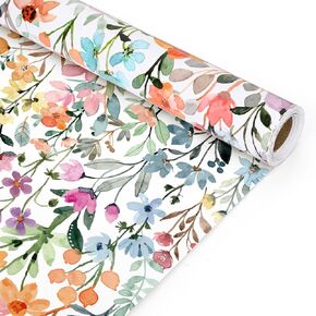 fysuimu floral wapping ورقة ألوان مائية زهرة غلاف غلاف غلاف ملون الزهور البرية الربيع الأزهار DIY الفن الحرف اليدوية ورقة صغيرة لفة عيد ميلاد حفل زفاف الطفل ، 17in × 32.8 قدم