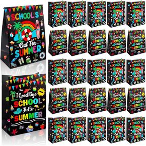 36 Pieces End of School Year Themed Party Gift Bags Last Day of School Gift Bags End of Term Theme Party Goodie Bag Final Topic Kraft Paper Bag Birthday Party Treat Bags