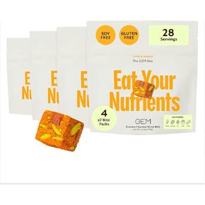 GEM Daily Essentials Citrus Ginger | 4 x 7-Bite Pack | Supports Energy, Gut, Skin, Brain, Bone & Immunity | 20+ Whole-Food Vitamins & Minerals | Gluten Free, Soy Free, No Animal Products
