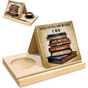 Dinosaur Wooden Triangle Book حامل ، مرجعية ديناصور ثقب الكراك مع حامل فنجان القهوة ، موقف للكتاب Page Rest ، Night Stand Book Reading With Slotted to Dreals Assusters