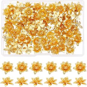 Superfindings 64pcs 16mm النحاس الأغطية حبة الزهرة الذهب 3D 3D متعددة الزهرة حبة نهاية الخرز حبات المعادن الفواصل لمجوهرات سوار قلادة ديي