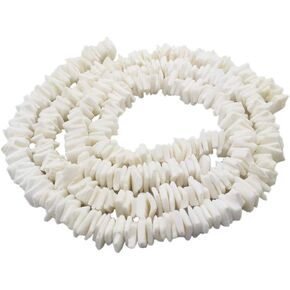 Natural White Clam Chips Shell Beads Irregular Puka Loose Beads Drilled for Crafts Jewelry Making - 31 Inch