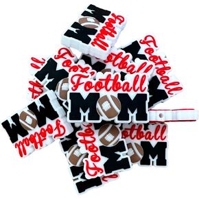 Lashicorn Football Ball Mom Silicone Focal Bead | 12 Pack Mama Sports for Freshie Hangers Beaded Pens 1.5" Wholesale Bulk Keychain Brushes Little League
