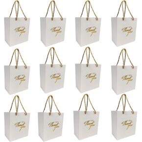 TKSBAG 50 PCS Thank You Bags,Pink Gift Bags with Handles, 5.9x5.1x3.1 Inch Small Gift Bags Bulk for Baby Shower, Bridal Shower, Wedding, Party Favors