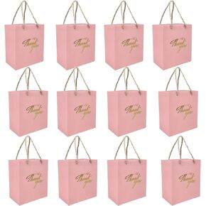 TKBAG 50 PCS شكرًا لك أكياس ، أكياس هدايا وردية مع مقابض ، 5.9x5.1x3.1 بوصة أكياس هدايا صغيرة كبيرة للاستحمام الطفل ، دش الزفاف ، حفل زفاف ، حفلات الحفلات in Kuwait