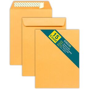 EnDoc 9x12 Open End Envelopes Self Seal - 25/pack - Catalog Envelopes for Documents, Photos - 28lb Paper Brown Kraft Envelopes - Mailing Envelopes Peel & Seal