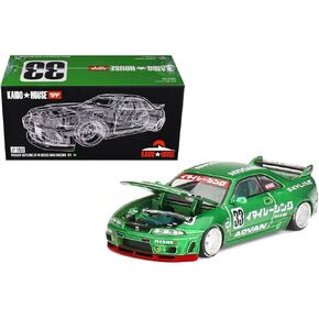 Diecast Model Car متوافق مع Kaido House X Mini GT 1:64 Nissan Skyline GT-R (R33) IMAI RACING V1 Green Limited Edition KHMG150