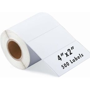 4 "× 2" الملصقات الحرارية المباشرة ، لاصق قوي ، للعناوين الشحن الباركود البريدي ، 500 علامة لكل لفة