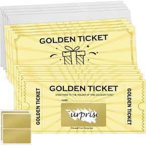 بطاقات Golden Ticket Scratch Off ، تصنع تذاكر الخدش الذهبية الخاصة بك - حفلات Gold Card Party مع ملصقات Scratch Off (4)