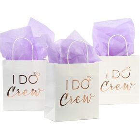 Press Andaz I Do Crew Gift Vals ، Res Rose Gold Foil في مجموعة من 12 حزمة ، حقيبة هدايا DIY Party DIY مع مقابض ، شكرًا لك حقائب الهدايا لأفكار حفلات العزوبية ، حفلة الزفاف