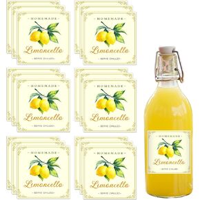Teswey 20 PCS Limoncello Labels ، ملصقات زجاجة Lemoncello محلية الصنع ، ملصقات ملصقات Lemoncello الزخرفية للزجاجات (3 "x3")