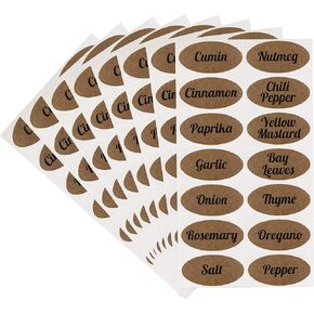 chromalabel 1 × 2 بوصة علامات Kraft Oval ، مطبوع ، 112 ملصقًا لكل عبوة ، توابل متنوعة