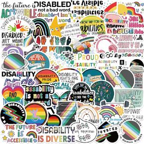 Disability Pride Stickers: 50pcs Waterproof Vinyl for Kids & Teens, Aesthetic Laptop & Water Bottle Stickers