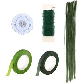 CCINEE Floral Arranging Kits - 1/2 Inch Dark Green Polyester Floral Wire with Straight Pearl Head Pins, Pack of 5