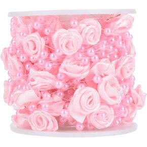 Rose Artificial Pearl Garland, Artificial Rose Pearl Beads Wire Decoration for Floating Candles Vases Fillers Party ()