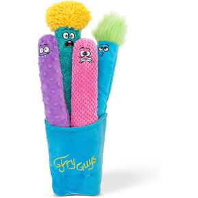 GURU Pet: Fry Guy: 5 Piece Set - Medium - 4 Plush Dog Toys w/Holder, Squeaks & Crinkles, Fry Shape Characters, Durable Fabric, Chew-Fetch-Thrash-Play