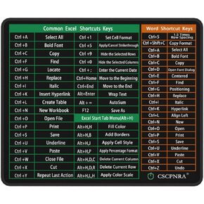 Excel Cheat Sheet Desk Pad ، وسادة الماوس المكتبية الكاملة ، واختصارات Excel ، وسادة الماوس ، PS ، Word ، PPT ، اختصارات وسادة الماوس Excel ، حصيرة مكتب مكتب ، وسادة الماوس الكبيرة ، وسادة الماوس XL (27.5 * 11.8 * 0.08 بوصة)