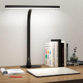 LED Desk Lamp, 15.7" Wide Modern Architect Desk Light for Home Office, 10W Bright Tall Flexible Task Lamp for Piano, Monitor, Workbench, 3 Color Modes & 30 Brightness, 1000LM (Black)