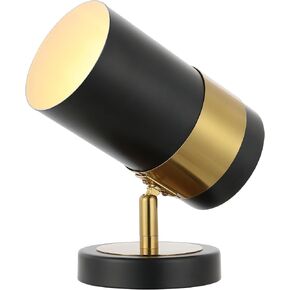 JONATHAN Y JYL6018A Astra 9.25" Modern Industrial Iron Adjustable Indoor LED Floor Spotlight, Black/Brass Gold, for Living Room, Dining Room, Bedroom