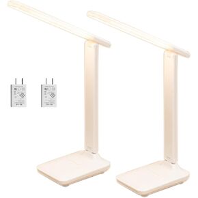 Led Desk Lamp Folding Student Light USB Dormitory for Lamp Modes for Eye Desk Lamps (White×2)