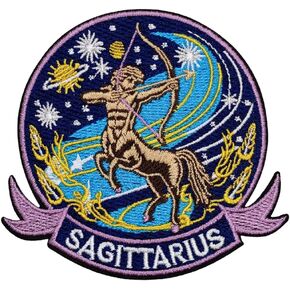 Constellation Sagittarius Patch – 3.35 inches, Cool Colorful Sagittarius Iron On Patches – Embroidered Zodiac Iron On Patches for Backpacks
