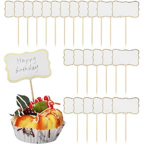 100 PCS Cupcake يختار فارغة مسواك أعلام الكعكة أعلى أدوات الجبن علامات بوفيه علامات الطعام علامات المسواك لحفل عيد ميلاد الزفاف
