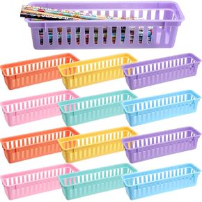 12 PCS 10 "× 3" حامل صينية قلم رصاص باستيل بلاستيل للقلم الرصاص للفصول الدراسية ملونة بلاستيكية ملونة لمكتب مكتب وإمدادات منظمة المعلمين الابتدائية
