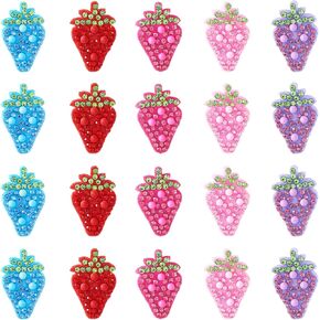 cheriswelry 24pcs كرز الحديد على بقع الفاكهة المطرزات المطرزات لطيف بقع الخياطة motif 22x24x3.5mm ل Diy جينز الظهر على ظهر الظهر دبوس القبعة زينة الملابس