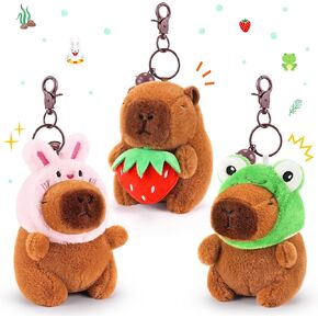 Achwishap 2PCS Capybara Plush Keychain,Cute Keychain Capybara Stuffed Animal,Soft Capybara Plush Toys Key Chain,Kawaii Plushie Weaving Hat Stuffed Toys for Kids Adults(Red Strawberry,Green Corn) in Kuwait
